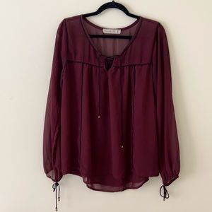 Abercrombie Sheer Tasseled Blouse